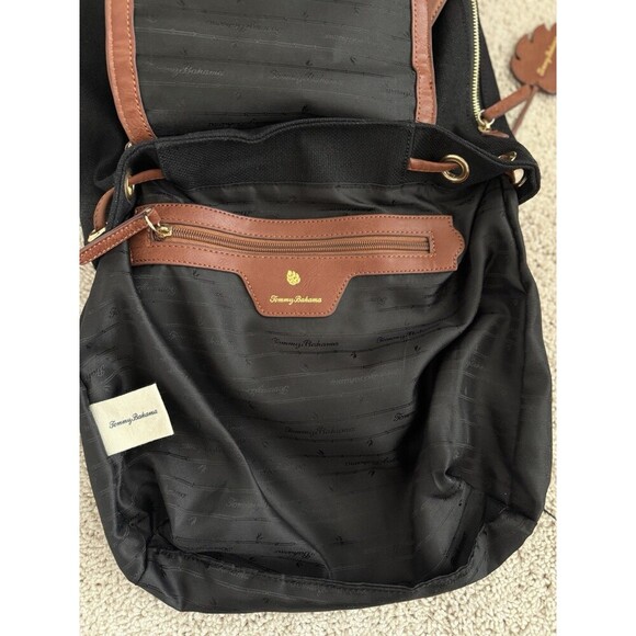 Tommy Bahama Koki Beach Backpack 13x11x4 Linen Cotton Black Mixed Media‎ Pockets main image 6